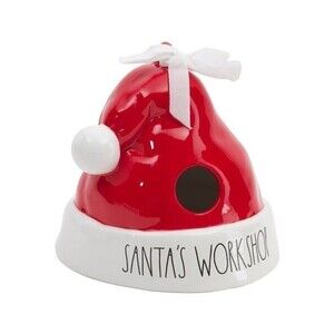 Rae Dunn Santa's Workshop Santa Christmas Hat Birdhouse
